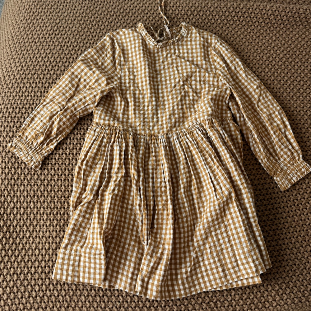 Free People Mustard Checkered Dress